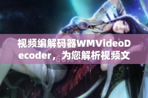 視頻編解碼器WMVideoDecoder，為您解析視頻文件提供更優(yōu)質的體驗